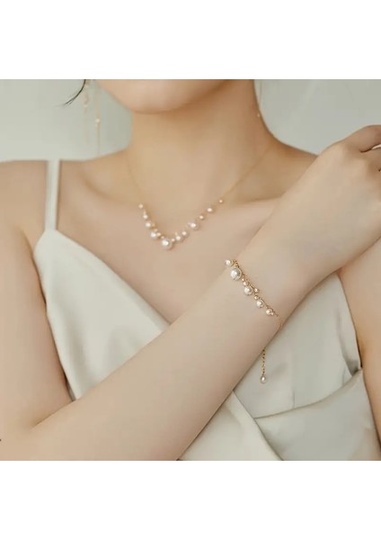 Lovisa Accessories El Emeği Inci Detaylı Zincir Kolye, Bileklik Hediyeli