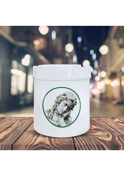 Üzgün Surat Bitkili Heykel Baskılı Küllük Kül Tablası- KL229 fiyatları