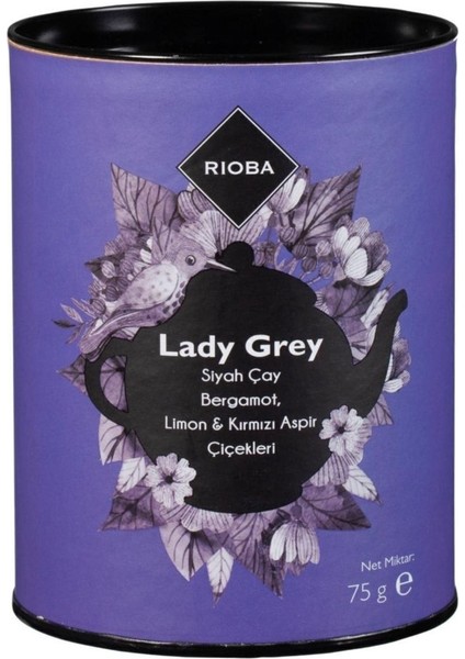 Lady grey Siyah Çay, Bergamot, Limon & Kırmızı Aspir Çiçekleri 75 G x 2, Lady grey Çay 2 Adet fiyatları