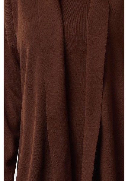 Moda Stil Regular Bisiklet Yaka Mini Boy Triko Elbise-Hırka