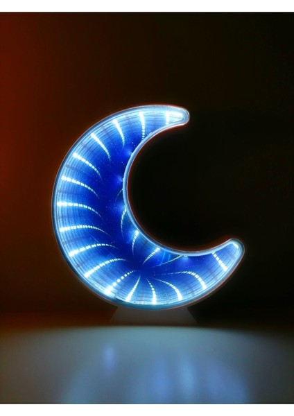 Sonsuz Yarım Ay Yansımalı Aynalı LED Masa ve Gece Lambası