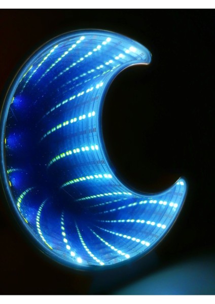 Sonsuz Yarım Ay Yansımalı Aynalı LED Masa ve Gece Lambası