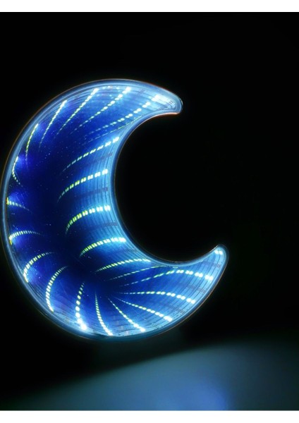 Sonsuz Yarım Ay Yansımalı Aynalı LED Masa ve Gece Lambası