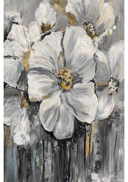 Harikabirev|gold-Gri Sevilen Çiçek Tablosu 08|çerçeveli Temperli Cam Tablo Tekli Dikey fiyatları