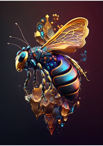 Harikabirev|hayvan Tablosu Soyut Arı |çerçeveli Temperli Cam Tablo Tekli Dikey fiyatları