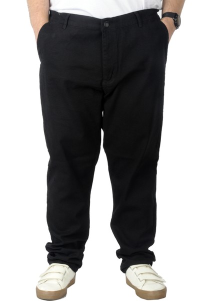 Büyük Beden Erkek Gabardin Pantolon Siyah 22850 Yumuşak Dokulu Rahat Kullanım