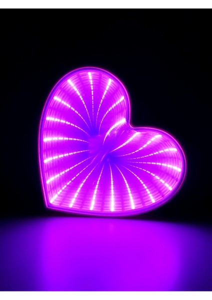 Sonsuz Kalp Yansımalı Aynalı LED Masa ve Gece Lambası