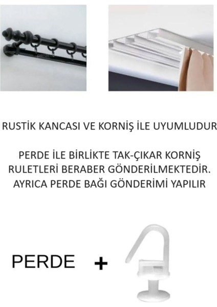 Keten Bohem Tarz Püsküllü Fon Perde (En x Boy) - Tek Kanat - Pilesiz