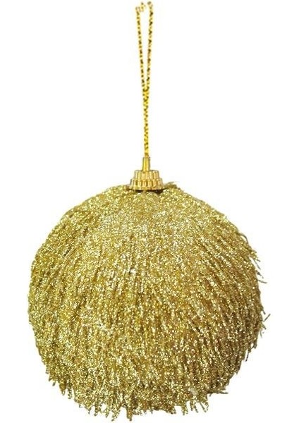 Yılbaşı Topları Püsküllü Çam Ağacı Süsü Gold 8 cm