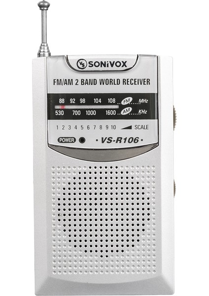 Gümüş Renk Cep Tipi Analog Fm Radyo VS-R106 (4764)