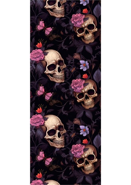 Çiçekli Kuru Kafa Baskılı Araç Kapı Direk Kaplama Folyo Sticker 2'li (Sağ&sol) fiyatları