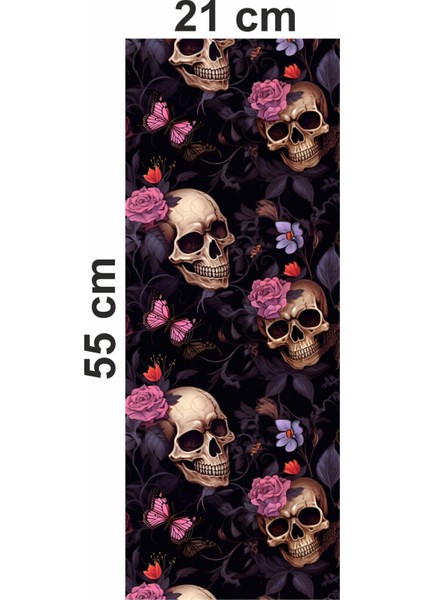 Çiçekli Kuru Kafa Baskılı Araç Kapı Direk Kaplama Folyo Sticker 2'li (Sağ&sol) fırsatları