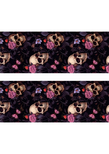 Çiçekli Kuru Kafa Baskılı Araç Kapı Direk Kaplama Folyo Sticker 2'li (Sağ&sol) indirimleri