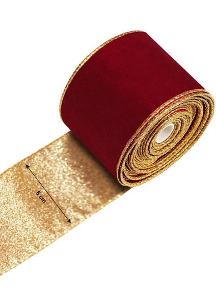 Yılbaşı Ağacı Süsleme Kurdelesi Paketleme Kurdelesi Kadife Bordo 6 cm fiyatları