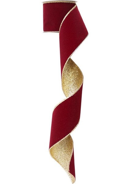 Yılbaşı Ağacı Süsleme Kurdelesi Paketleme Kurdelesi Kadife Bordo 6 cm modelleri