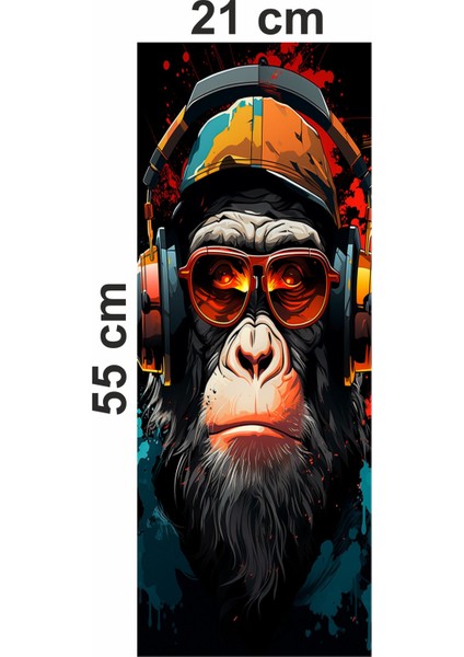 Çılgın Maymun Baskılı Araç Kapı Direk Kaplama Folyo Sticker 2'li (Sağ&sol)