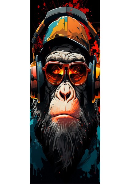 Çılgın Maymun Baskılı Araç Kapı Direk Kaplama Folyo Sticker 2'li (Sağ&sol)