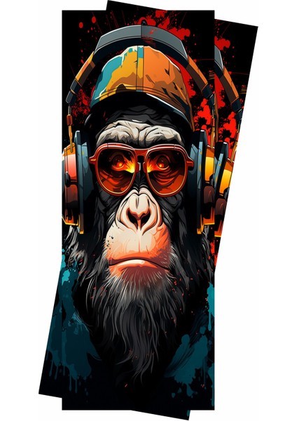 Çılgın Maymun Baskılı Araç Kapı Direk Kaplama Folyo Sticker 2'li (Sağ&sol)