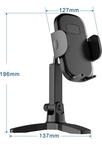Masaüstü Telefon Standı 360 Derece Dönebilen Başlıklı Ayaklı Telefon Tripodu (4764)