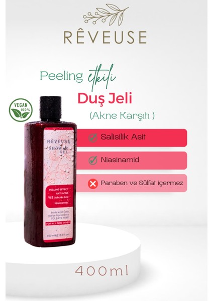 Dermokozmetik Peeling Etki B3 Vitamin Yağlı Kuru Ciltlere Duş Köpüğü Sabun Jeli 400ml