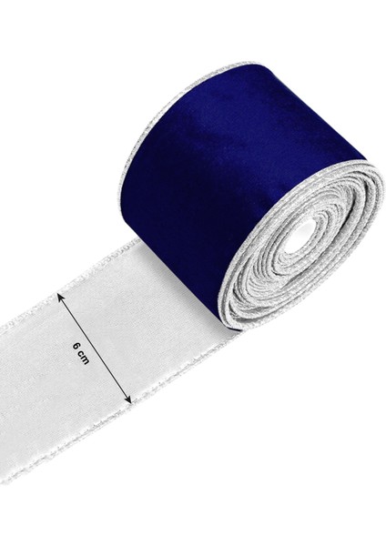Yılbaşı Ağacı Süsleme Kurdelesi Paketleme Kurdelesi Kadife Lacivert 6 cm modelleri