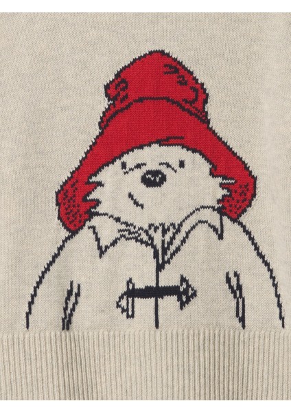 Kız Bebek Bej Paddington Grafikli Yırtmaç Detaylı Sweatshirt fiyatları
