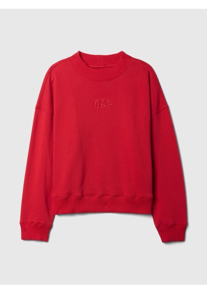 Kadın Kırmızı Gap Logo Vintage Soft Balıkçı Yaka Fleece Sweatshirt