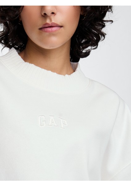 Kadın Kırık Beyaz Gap Logo Vintage Soft Balıkçı Yaka Fleece Sweatshirt