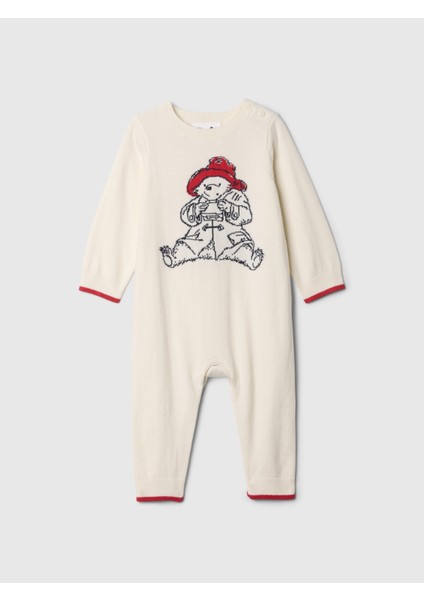 Bebek Kırık Beyaz Paddington Grafikli Tulum