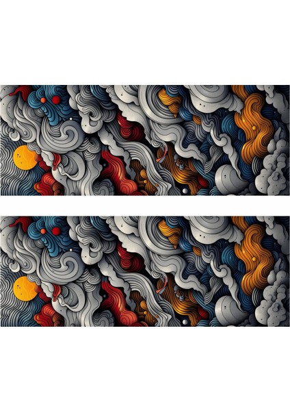 Renkli Bulutlar Baskılı Araç Kapı Direk Kaplama Folyo Sticker 2'li (Sağ&sol) modelleri
