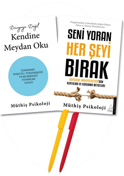 Dünyaya Değil Kendine Meydan Oku - Seni Yoran Her Şeyi Bırak 2'li Set - Müthiş Psikoloji + Alfa Kalem