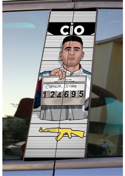 Sıfır Bir Cio Baskılı Araç Kapı Direk Kaplama Folyo Sticker 2'li (Sağ&sol)