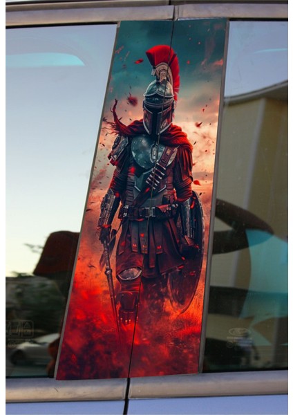 Spartacus Baskılı Araç Kapı Direk Kaplama Folyo Sticker 2'li (Sağ&sol)