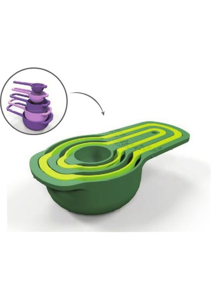 Pratik Ölçü Kaşığı Kabı 5&apos;li Şeker Baharat Sıvı Ölçer Aparat (4764)