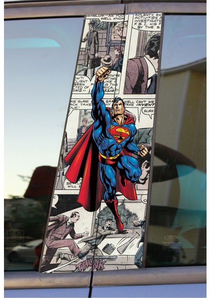 Süperman Baskılı Araç Kapı Direk Kaplama Folyo Sticker 2'li (Sağ&sol)