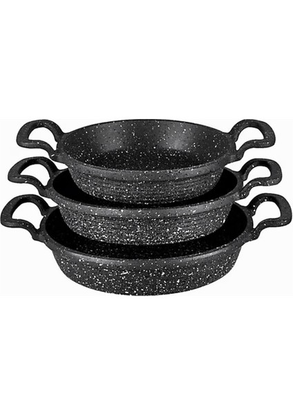 3pcs Döküm Sahan Tava Set 18-20-22CM (4764)