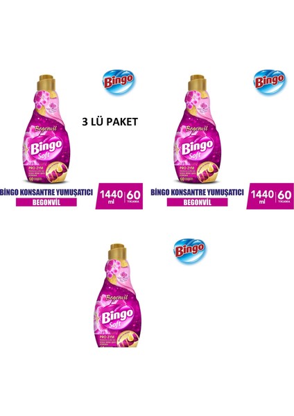 Soft Konsantre Çamaşır Yumuşatıcısı Begonvil 1440 ml x 3 Adet