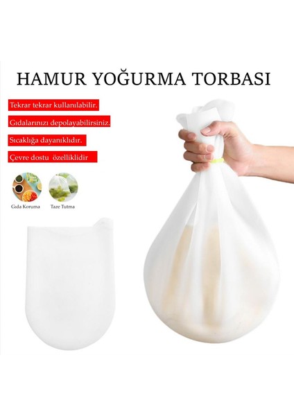 Orta Hamur Torbası Silikon Şeffaf Hamur Yoğurma Torbası Ekmek Makarna Mantı Hamuru Kolay Yoğurma (4764)