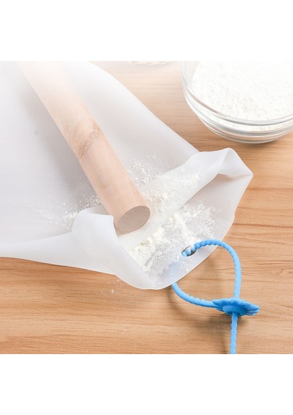 Orta Hamur Torbası Silikon Şeffaf Hamur Yoğurma Torbası Ekmek Makarna Mantı Hamuru Kolay Yoğurma (4764)