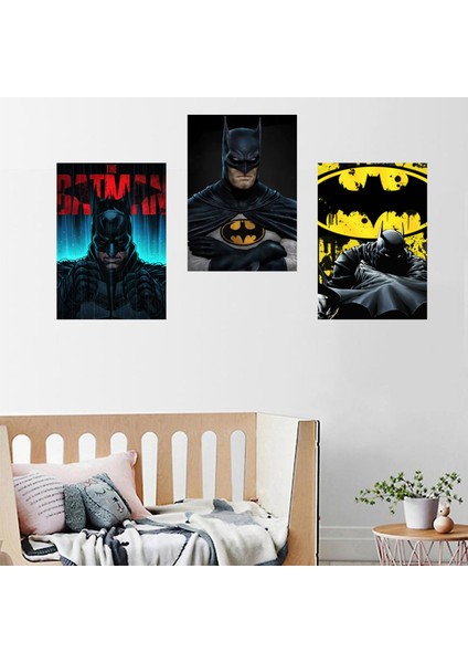3'lü Süper Kahramanlar Yapışkanlı A4 Poster Sticker Etiket