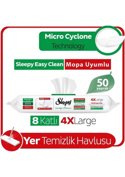 Yer Temizlik Havlusu Mop Uyumlu 50 Adet Beyaz Sabun