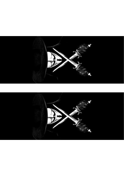 V For Vendetta Baskılı Araç Kapı Direk Kaplama Folyo Sticker 2'li (Sağ&sol)