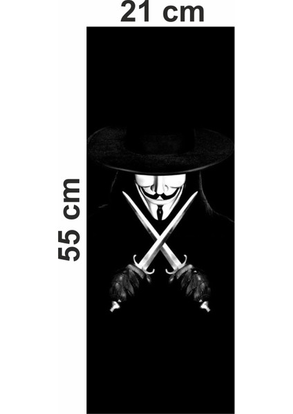 V For Vendetta Baskılı Araç Kapı Direk Kaplama Folyo Sticker 2'li (Sağ&sol)