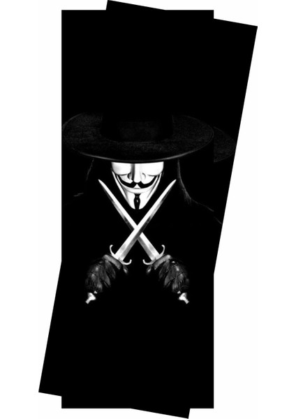 V For Vendetta Baskılı Araç Kapı Direk Kaplama Folyo Sticker 2'li (Sağ&sol)