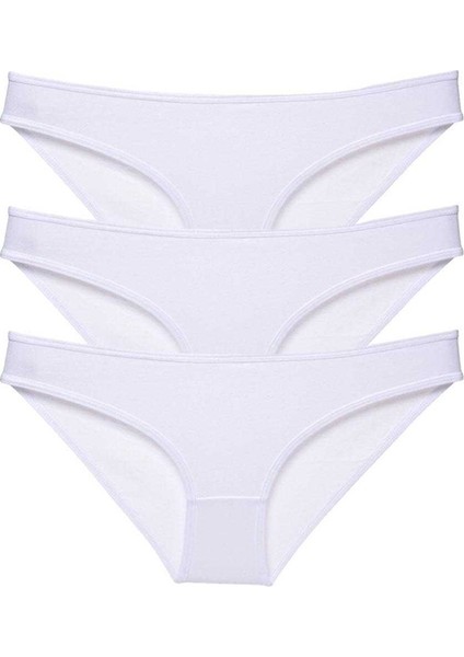 3 adet Süper Eko Set Likralı Kadın Slip Külot Beyaz