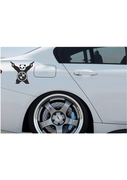 Bmw Silahlı Panda Araç, Araba, Oto, Motorsiklet, Kask, Laptop, Cam Sticker