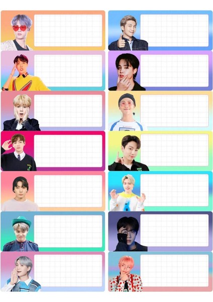 Bts Okul Etiketi 14 Adet Etiket