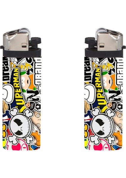 Çakmak Sticker Bombası Baskılı Full Kaplamalı Gazlı Çakmak