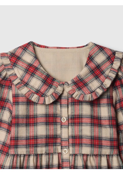 Kız Bebek Kırmızı Ekose Desenli Flannel Gömlek Elbise fiyatları