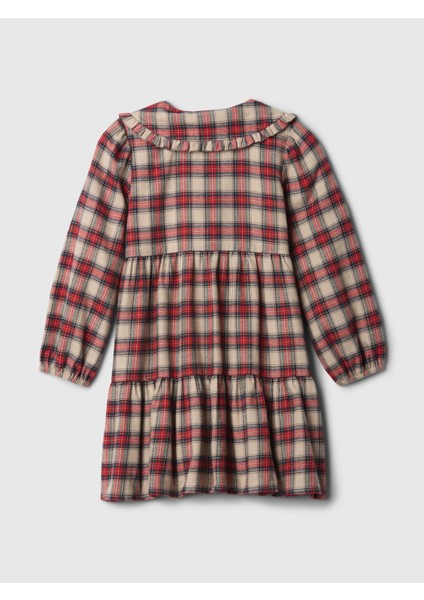 Kız Bebek Kırmızı Ekose Desenli Flannel Gömlek Elbise modelleri
